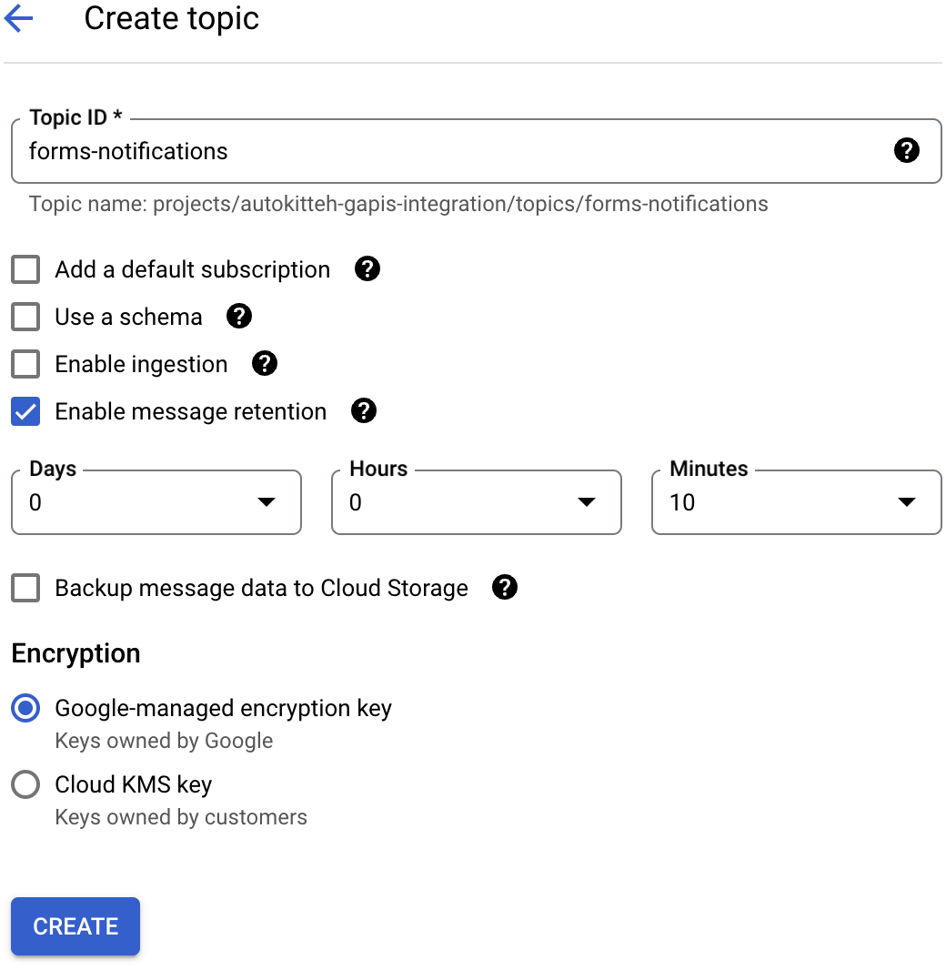 Screenshot 2: Create topic - settings