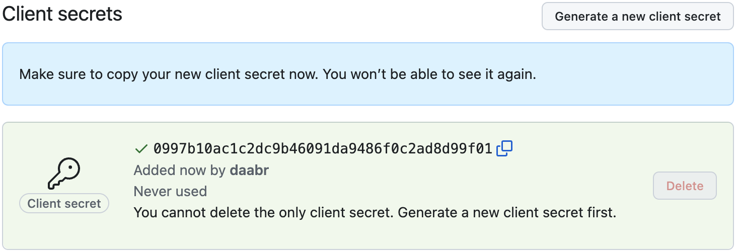 Screenshot 6: Client secrets