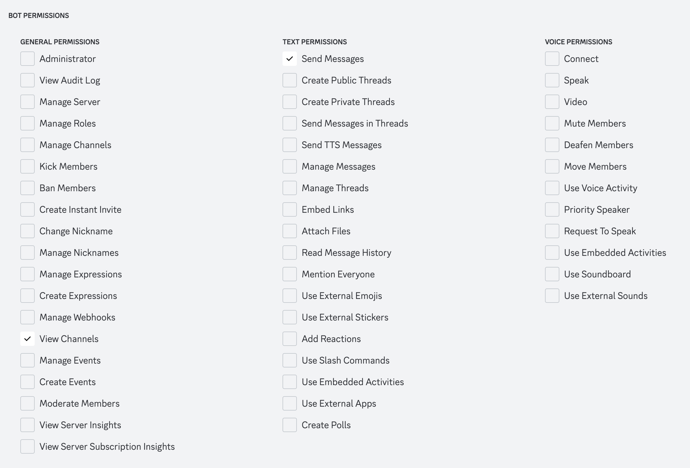 Screenshot 4: Select bot permissions