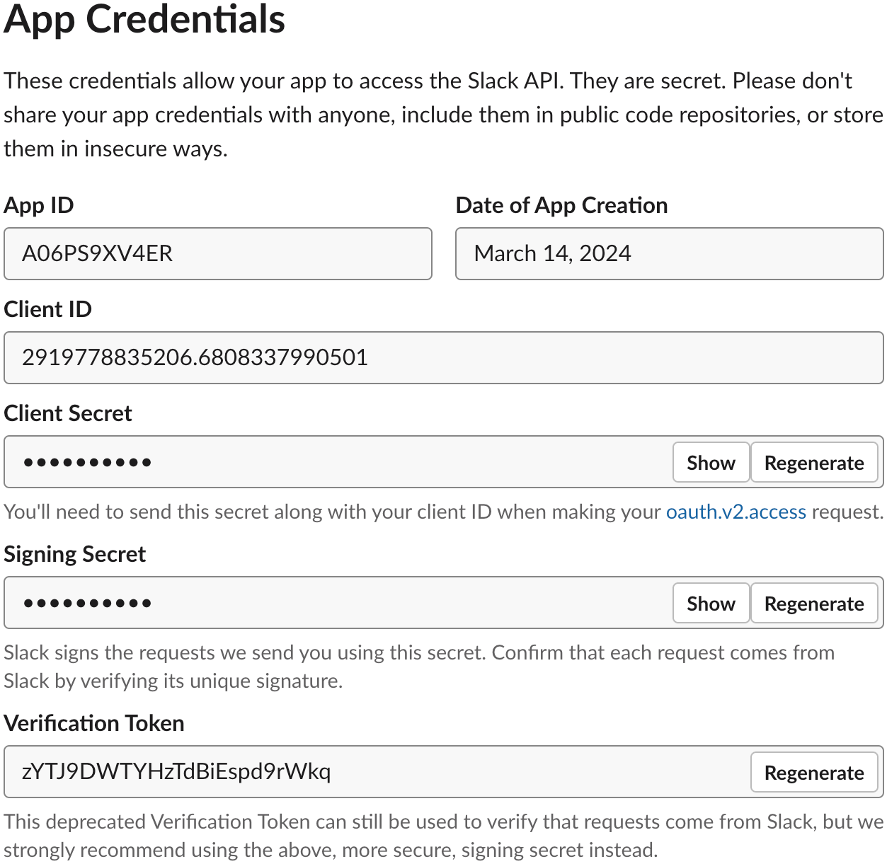 Screenshot 7: App Credentials