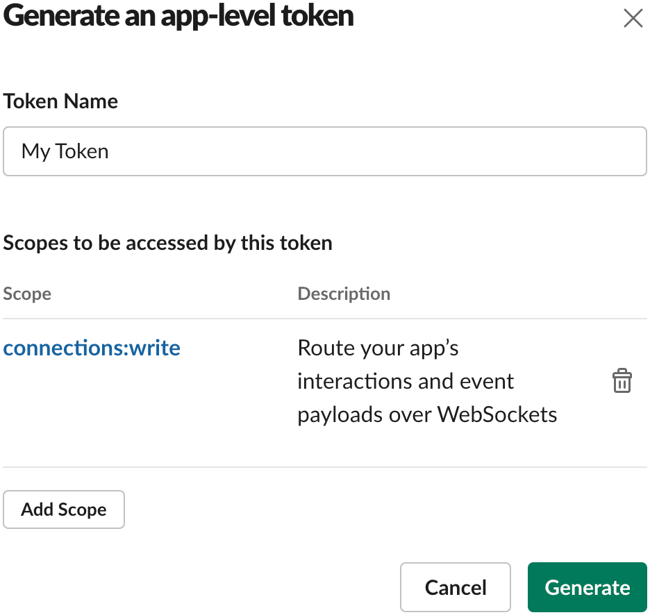 Screenshot 8: Generate an app-level token