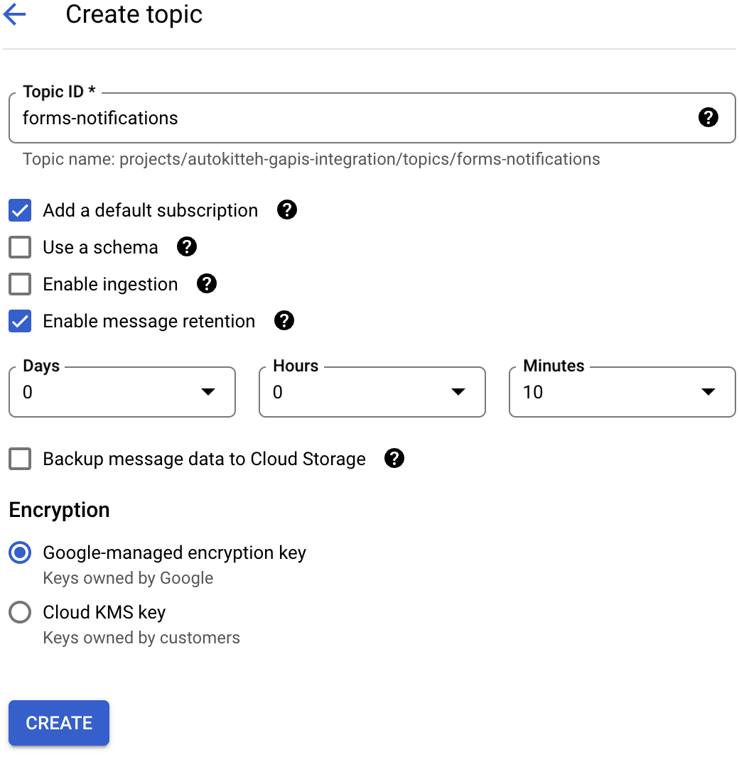 Screenshot 5: Create topic - settings