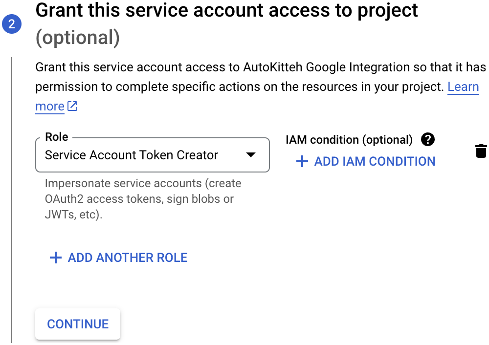 Screenshot 3: Create service account - roles