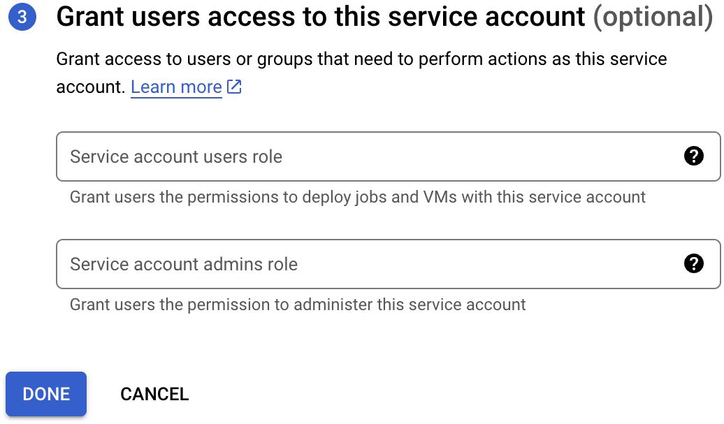 Screenshot 4: Create service account - users